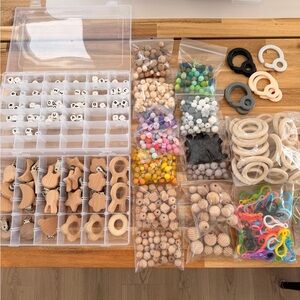 Assorted Silicon & Wood Craft Beads and Accessories